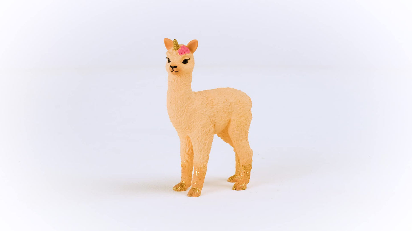Schleich Bayala Mythical Baby Llama Unicorn Figurine - Rainbow Love Unicorn Mare Llama With Glitter And Rhinestone Details, Highly Durable Fairy Animal Toy For Boys And Girls, Gift For Kids Ages 5+