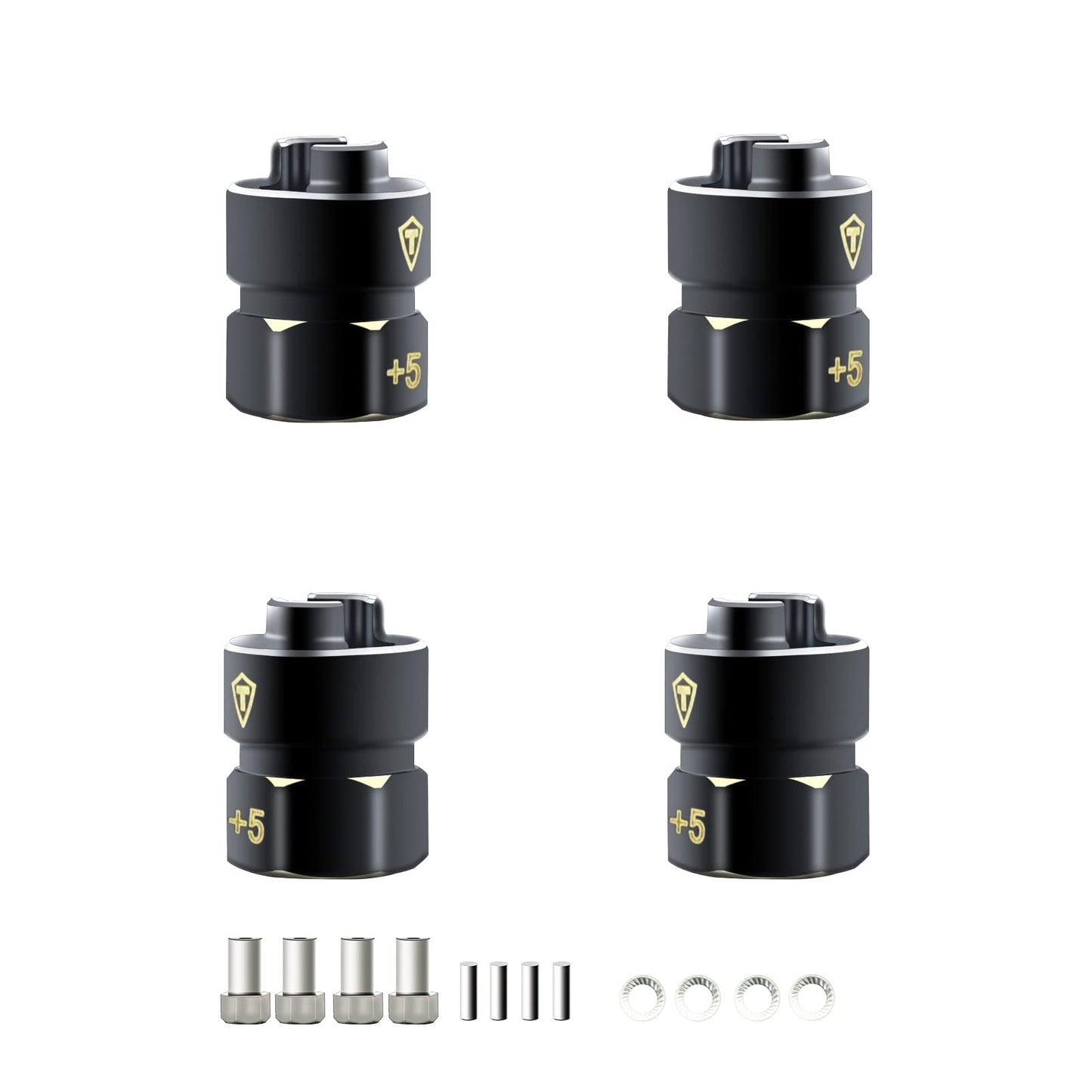 Treal Brass Extended Hex Hubs Wheel Spacers For Scx24 Bronco Gladiator C10 Deadbolt Betty Upgrades +5Mm Black