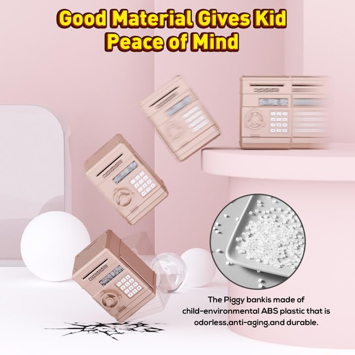 Juneu Piggy Bank For Kids,Electronic Money Bank Toys For Ages 5 6 7 8 9 10 11 12 13,Birthday Gifts For Girls And Boys(Rosegold)