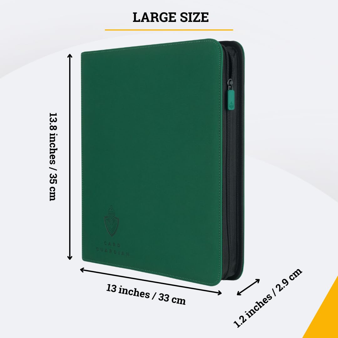 Card Guardian - 12 Pocket enhanced Binder with Zipper for 480 Cards Trading Card Games TCG (Red) Perfect Card Binder Yugioh Cards MTG Binder Sports Card Binder
