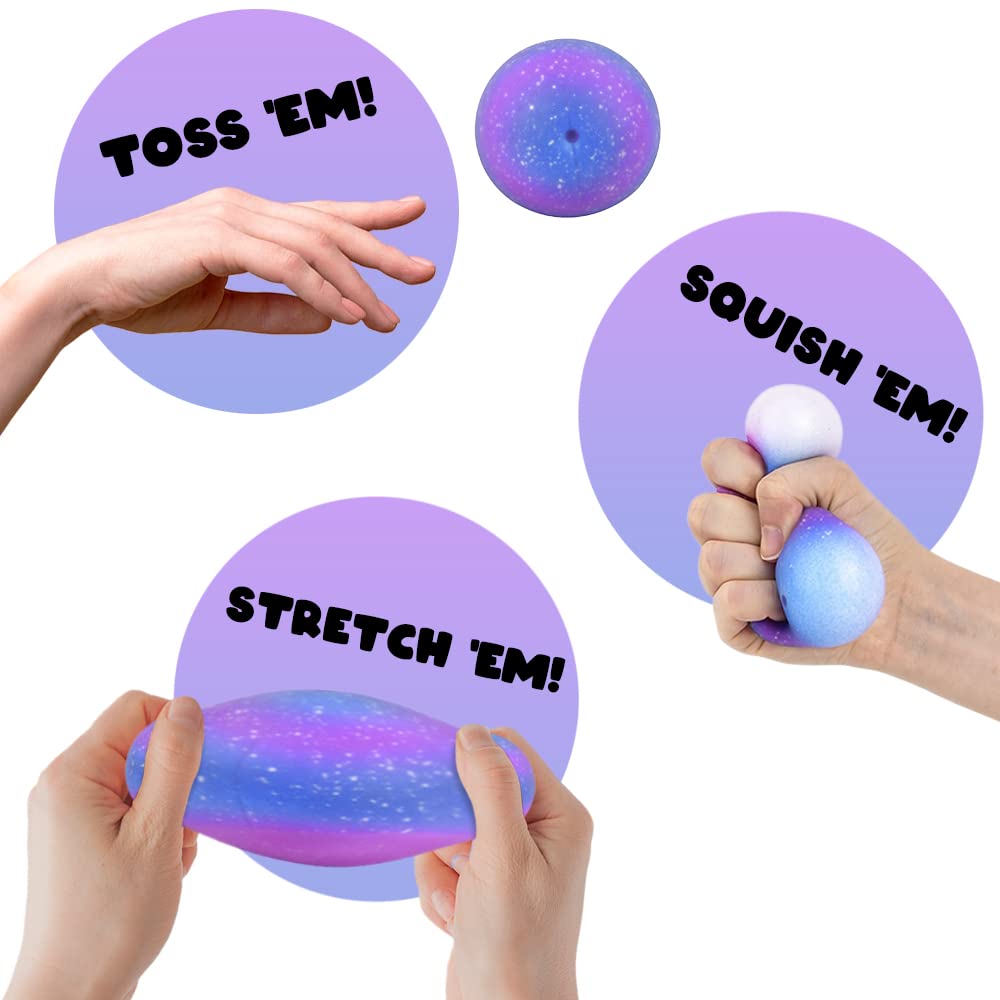 Artcreativity Stretchy Galaxy Stress Balls, Set Of 4, Stress Relief Fidget Sensory Toys For Autistic Children, Anxiety, And Adhd, Outer Space Party Favors, Goodie Bag Fillers For Kids