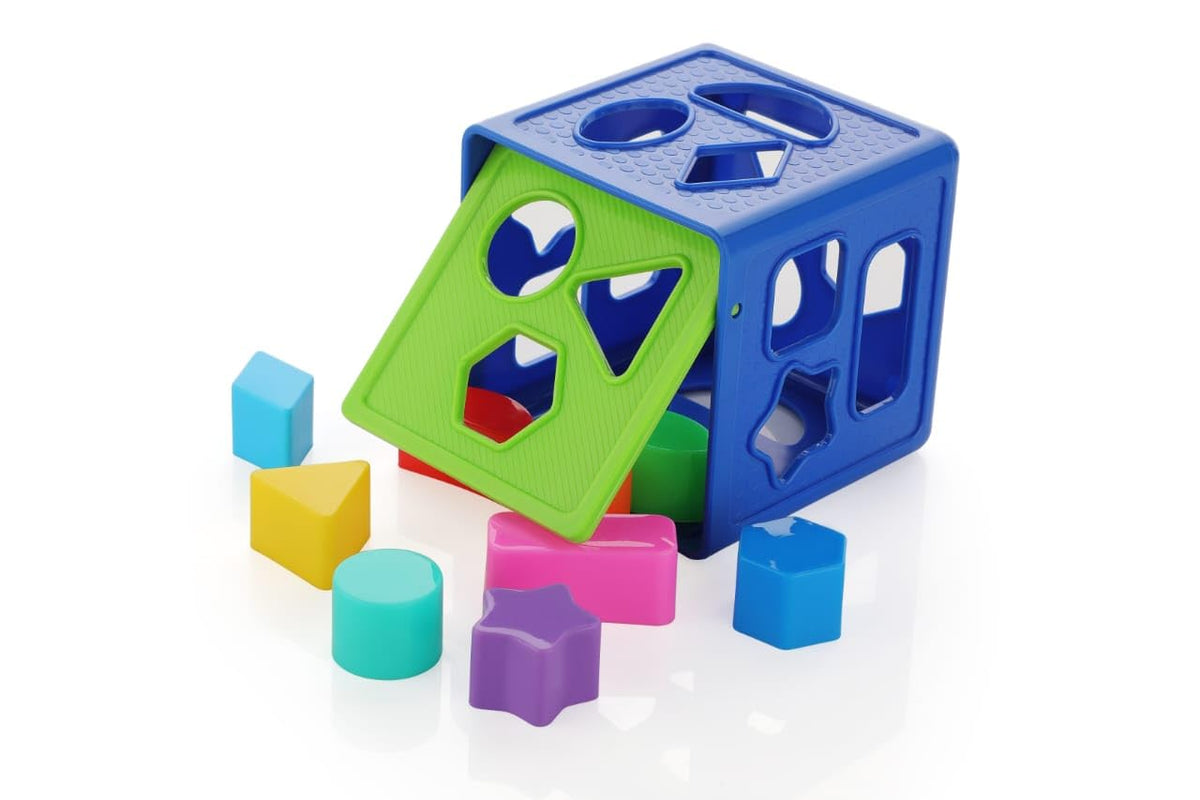 Shape Sorter Cube Toy for Toddlers, 18 MultiColour Shapes, Develops Motor and Reasoning Skills, 1 Year Old+