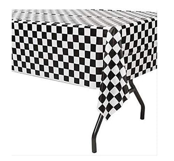 Creative Converting Plastic Banquet Table Cover, Black Check - 108x54in