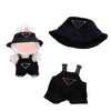 Clothes for Labubu(NO Doll) Hat & Overalls Set for Labubu Clothes 15cm/17cm Dolls Accessories Suit Doll Outfit Stylish Clothes(Black)