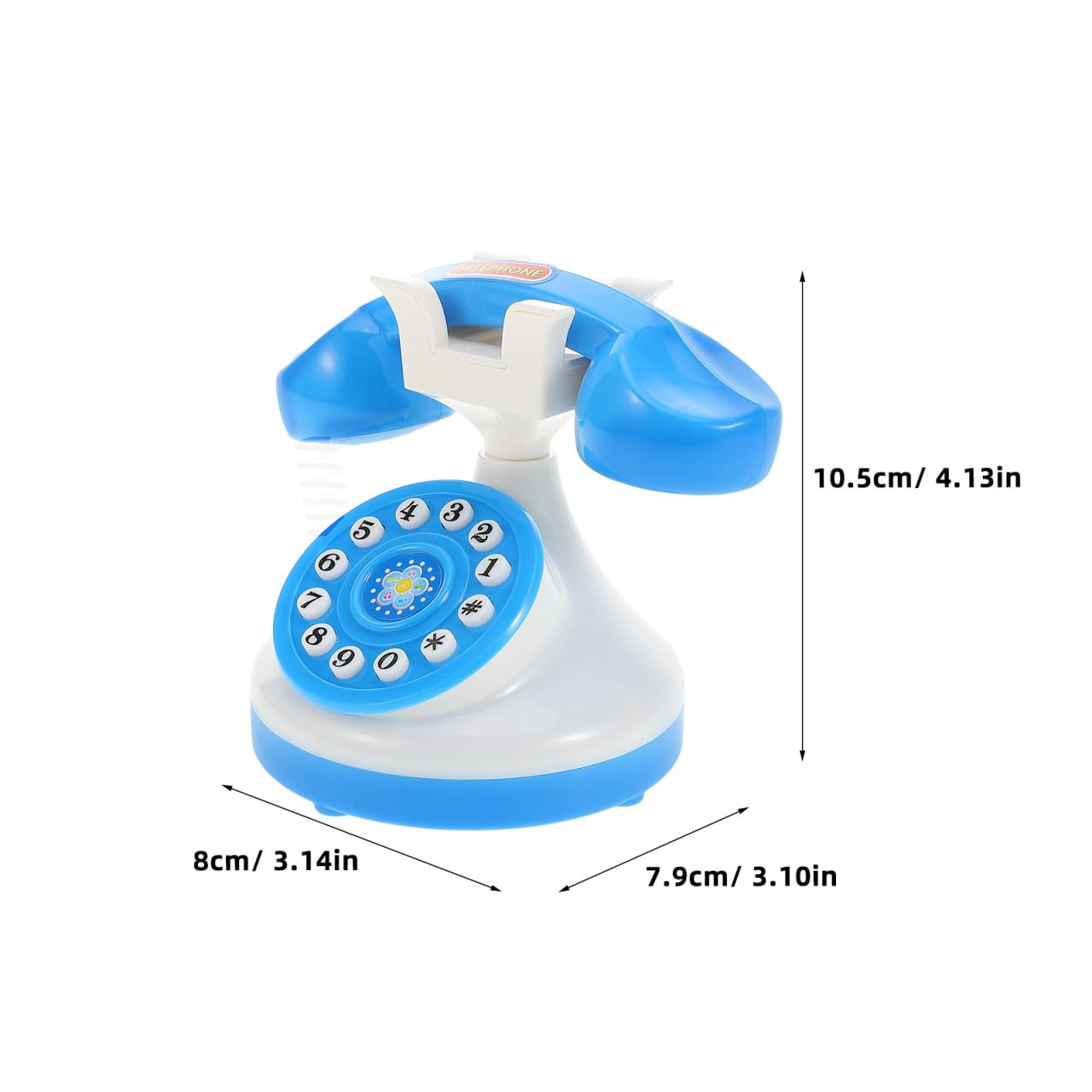 UPKOCH Retro Phone Toy - Classical Pretend Play Telephone with Interactive Dial for Kids 3+ | Blue Plastic Role Play Prop for Pr
