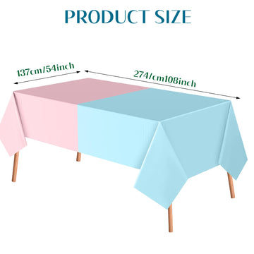 Peryiter 6 Pcs Plastic Tablecloths Party Supplies Disposable Tablecloth Waterproof for Boy or Girl Baby Shower Birthday Party De