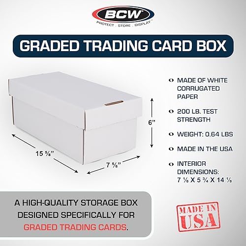 Bcw 1Ct Graded Shoe Box | Cardboard Card Storage Box Holds 300 3X4 Toploaders | 100 Graded Cards | Psa, Bgs, Sgc Compatible | Sp
