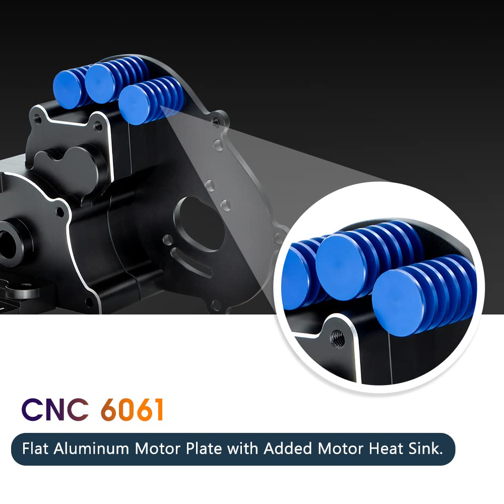 GLOBACT for 1/10 Slash 2wd Transmission Stampede Rustler 2wd Aluminum Transmission Case Gearbox Parts with Aluminum Motor Plate