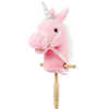 HollyHOME Plush Unicorn Stick Horse - Neighing & Galloping Sounds, 37 Inch, Pink, Wood Wheels