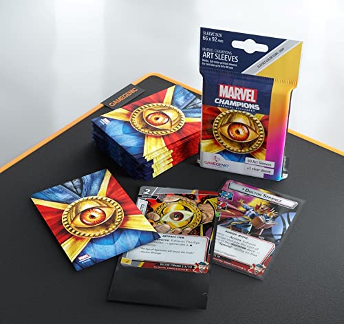 Gamegenic Marvel Champions The Card Game Official Captain America Art Sleeves - Pack Of 50 Art Sleeves And 1 Clear Sleeve, Card Game Holder, Use With Tcg And Lcg Games, Made By Fantasy Flight Games