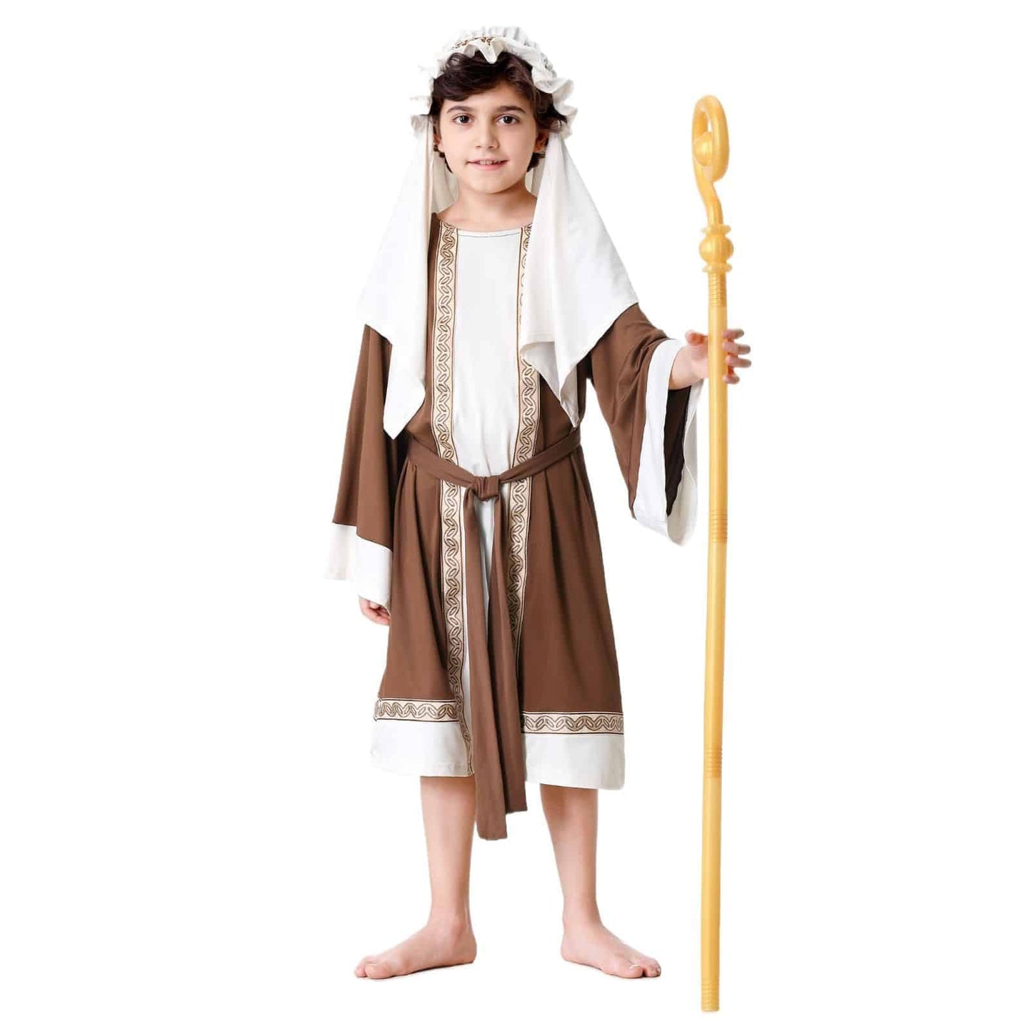 AGCOAH Joseph Costume for Kids,Saint Robe for Boys,Biblical Nativity Outfit,Sherherd Halloween Church Cosplay(47 INCH (5-6Y))