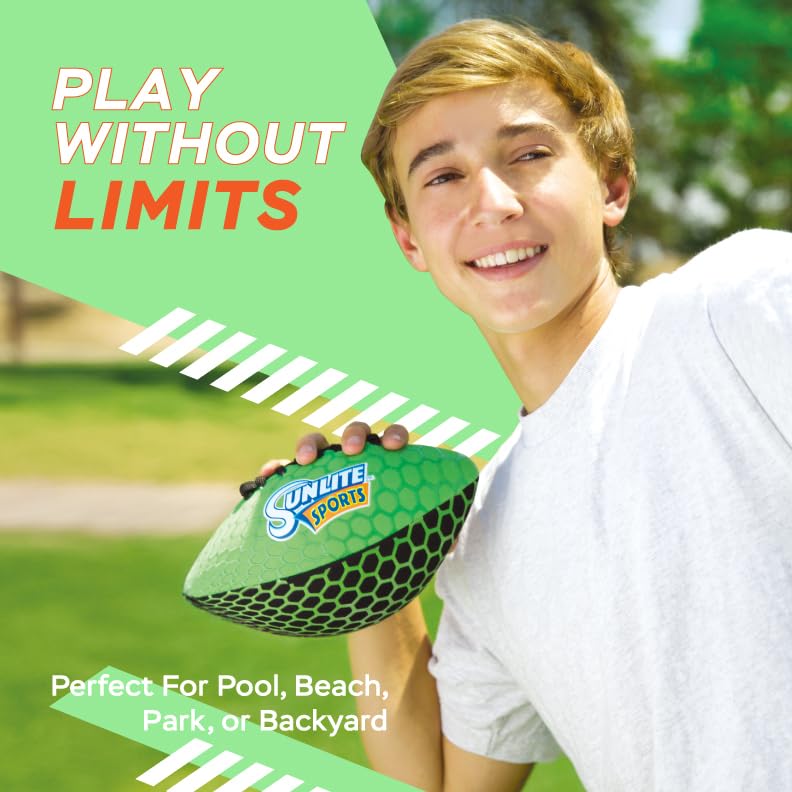 Sunlite Sports Glow in The Dark Waterproof Football, Light Up at Night Outdoor Play, Pool Beach Lake Park Water Toy, for Kids Ch