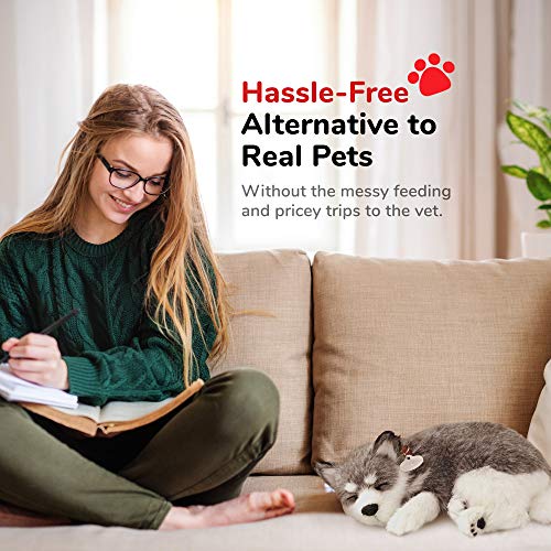 Perfect Petzzz - Original Petzzz Alaskan Husky, Realistic Lifelike Stuffed Interactive Pet Toy, Companion Pet Dog With 100% Handcrafted Synthetic Fur