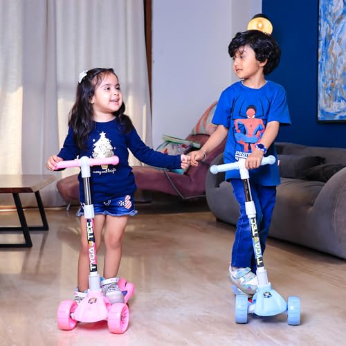 Tygatec 3 Wheel Kids Scooter For Year 5 To 14, Led Magic Wheels, Smart Kick Scooter With Fold-Able & Height Adjustable Handle Fo