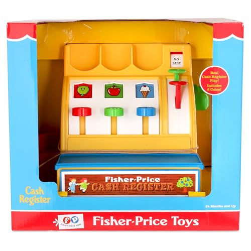 Basic Fun Fisher-Price Classics Retro Cash Register - Limited Edition Plastic Toy - Ages 2+, Model 02073, Perfect Gift for Kids