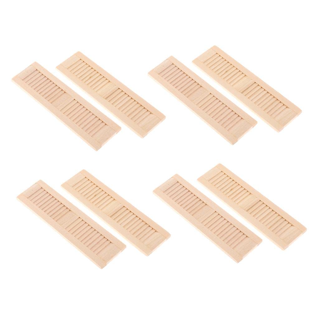 Dynwave Handmade 1/12 Dollhouse Furniture Wood Shutters Window, Pack Of 4 Pairs, Miniatures Accessories Hands-