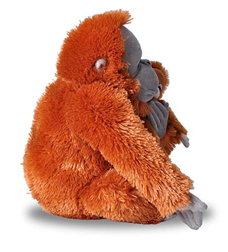 WILD REPUBLIC Mom & Baby Orangutan Plush Toy, 12" Stuffed Animal, Polyester, Zoo Animals