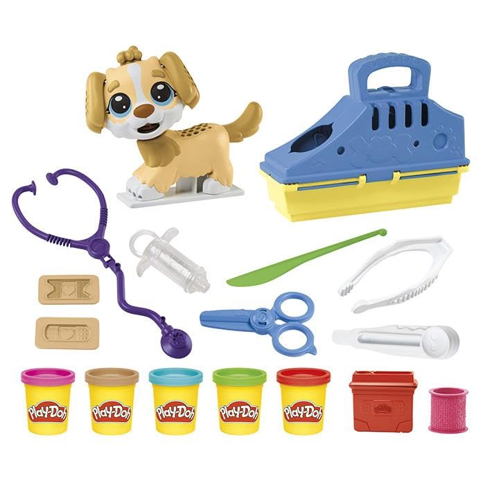 Play-Doh Care n Carry Vet Playset for Kids 3 Years and Up with Toy Dog, Storage, 10 Tools, and 5 Modeling Compound Colors, Non-
