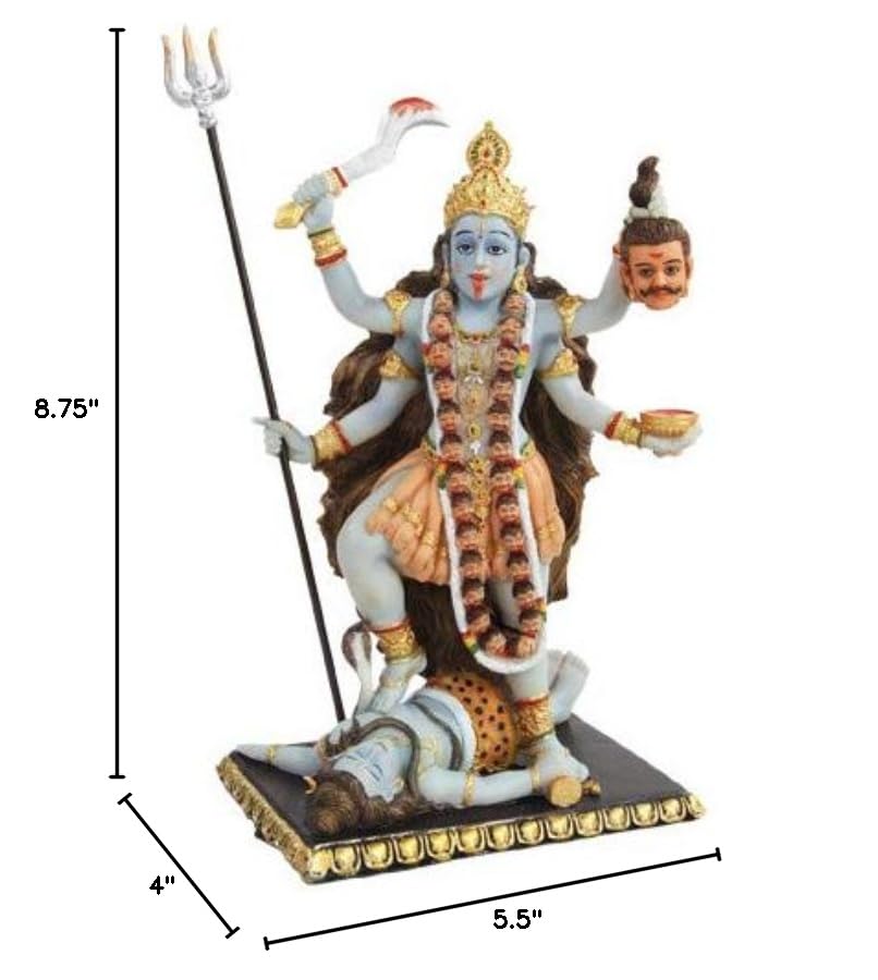 Pacific Giftware Kali Mythological Indian God Statue, 8.75 Inch, Gold Resin, Model 6137548