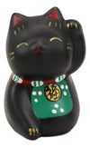 Ebros Japanese Good Luck And Fortune Charm Beckoning Cat Maneki Neko With Baby Bib Miniature Ceramic Figurine 2.5' Tall Welcoming Lucky Cats Symbol (Black Maneki Neko)