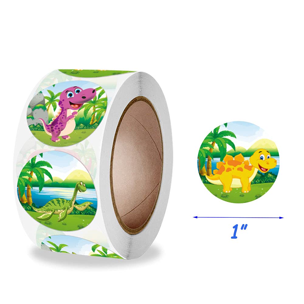 Roranic Dino Reward Stickers For Kids.1 Inch 500 Count Dinosaurs Stickers For Toddlers In 6 Designs.Teacher Supplies For Classro