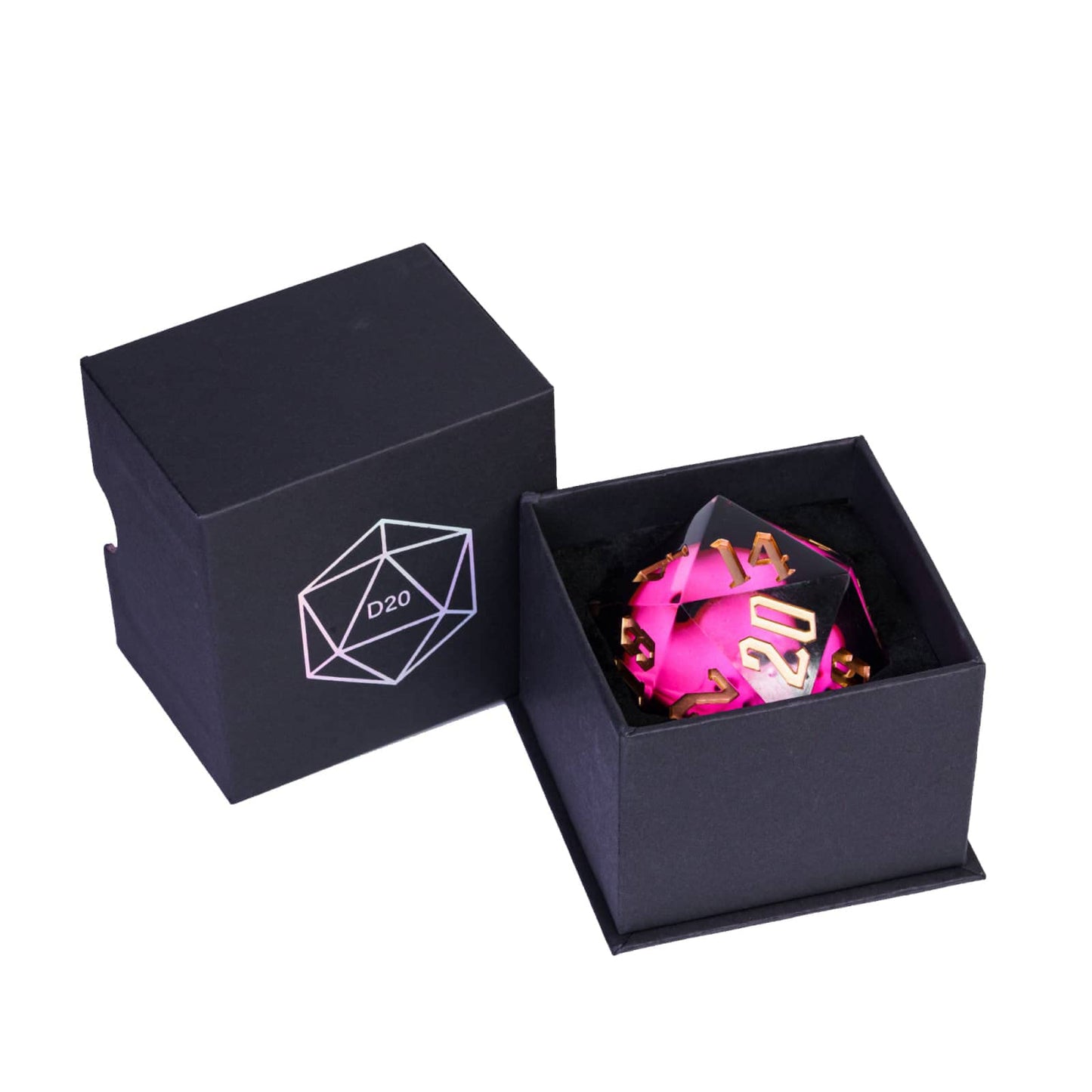 Cusdie Large 55mm D20 Dice with Sharp Edges, Giant D&D 20 Sided Dice for Dungeons and Dragons RPG, Table Games (Pink Skull)