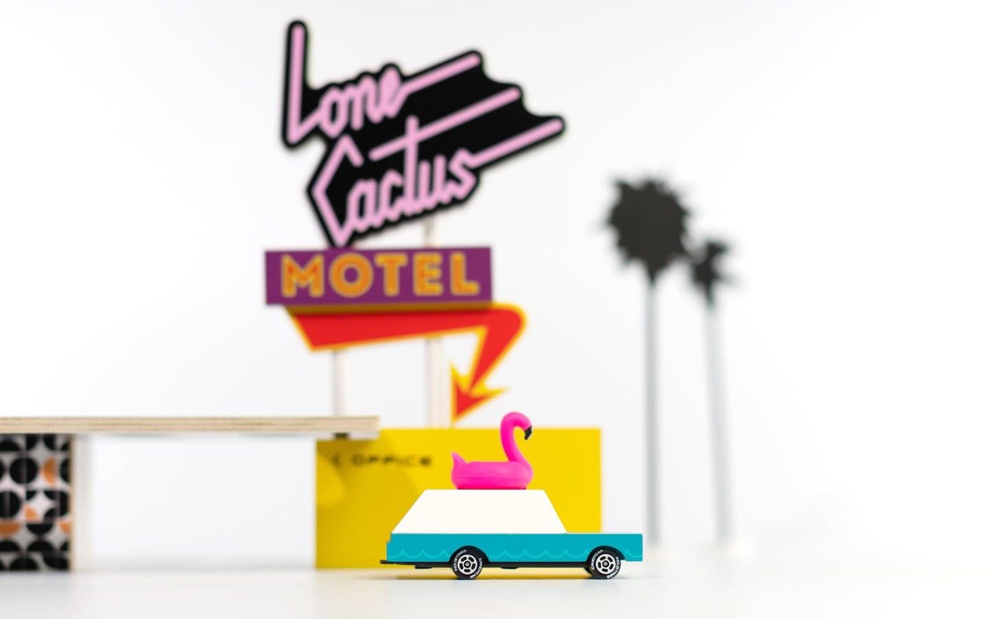 Candycar Wooden Diecast Collection - Flamingo Wagon, Premium Handcrafted Beech Wood Toy Car