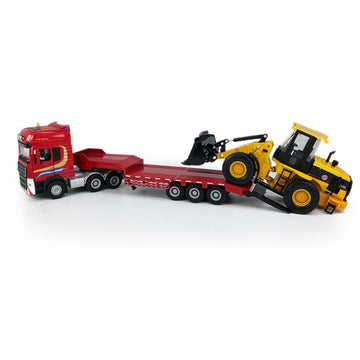 Flatbed Truck Toy with Excavator Loader Tractor Bulldozer Semi Tow Truck Transport Trailer Metal Diecast Construction Vehicles 2