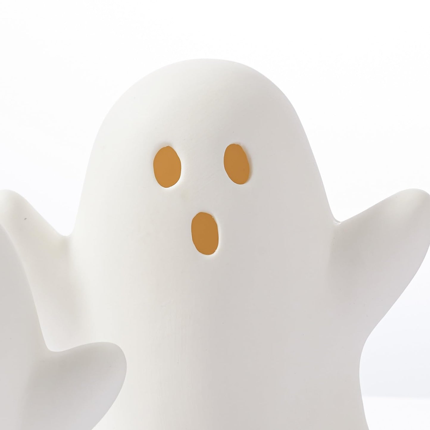 WDS WONDROUS Halloween Decorations Light Up Ghost Figurines Set of 2, White Floating Ghost Statues with LED, Ceramic Cute Hallow