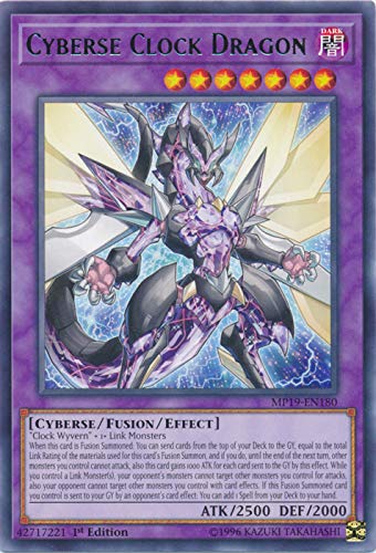 Yu-Gi-Oh! - Cyberse Clock Dragon - Mp19-En180 - Rare - 1St Edition - 2019 Gold Sarcophagus Tin Mega Pack