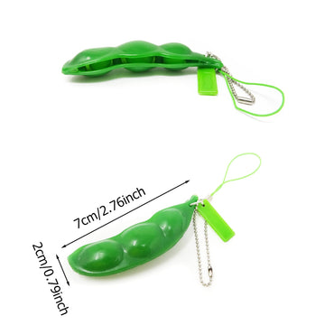 Honbay 6Pcs Pea Pod Decompression Toy Squeeze Beans Peapod Fidget Toy Extrusion Edamame Pea Keychain Keyring Stress Relieving Keychain Toys