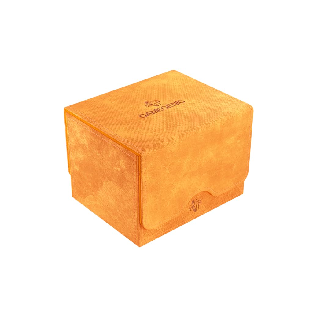 Sidekick 100+ Xl Convertible Deck Box | Sideloading Card Storage Box With Removable Cover | Holds 100 Double-Sleeved Cards In Extra Thick Inner Card Sleeves | Orange Color | Made By Gamegenic