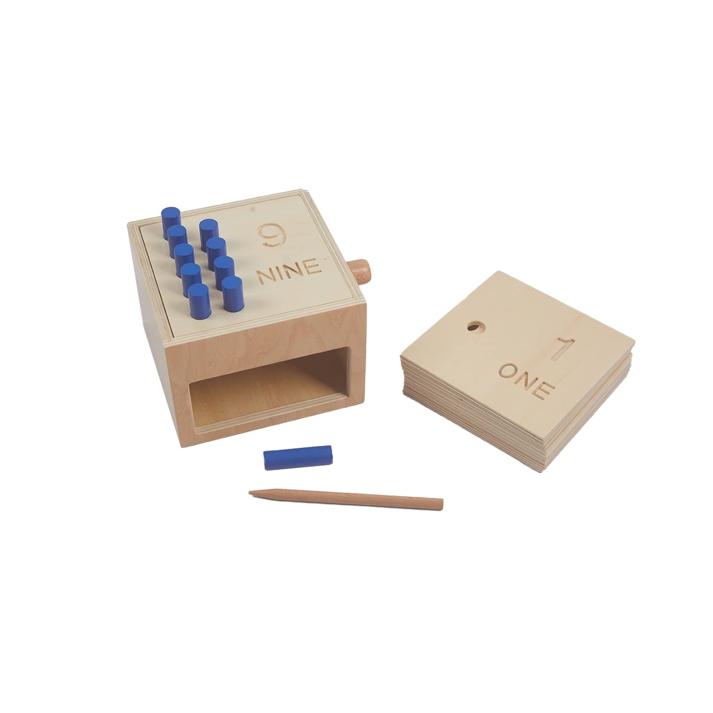 Adena Montessori Toys Wooden Counting Peg Game - Learn To Count 1-10 With Numerals, Peg Drop Box & Tumbling Pegs - Educational T