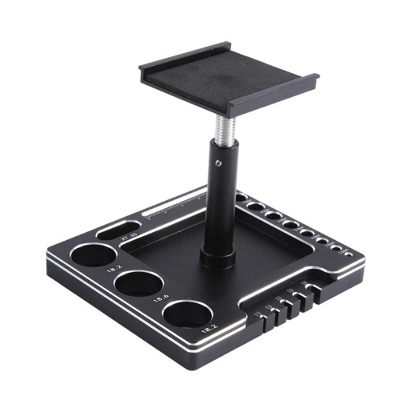 KingVal Metal RC Car Work Stand Repair Workstation Platform Compatible with TRX4M SCX24 FCX24 1/18 1/24 RC Mini Crawler Car (Bla
