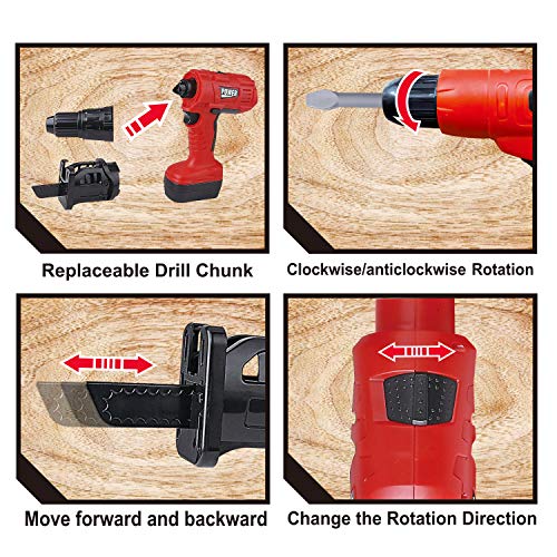 Joyin 4-In-1 Realistic Construction Tool Toy Electric Tool Playset Construction Pretend Play Stem Tool Toy Kit With Working Func