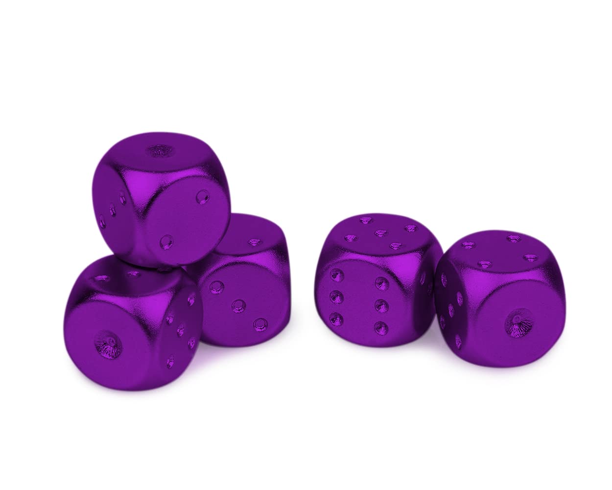 DS.DISTINCTIVE STYLE Aluminum Alloy Dice 5 Pieces 16mm Portable Metal Dices with Case 6 Sided Dice for Party Game (Purple Rectan