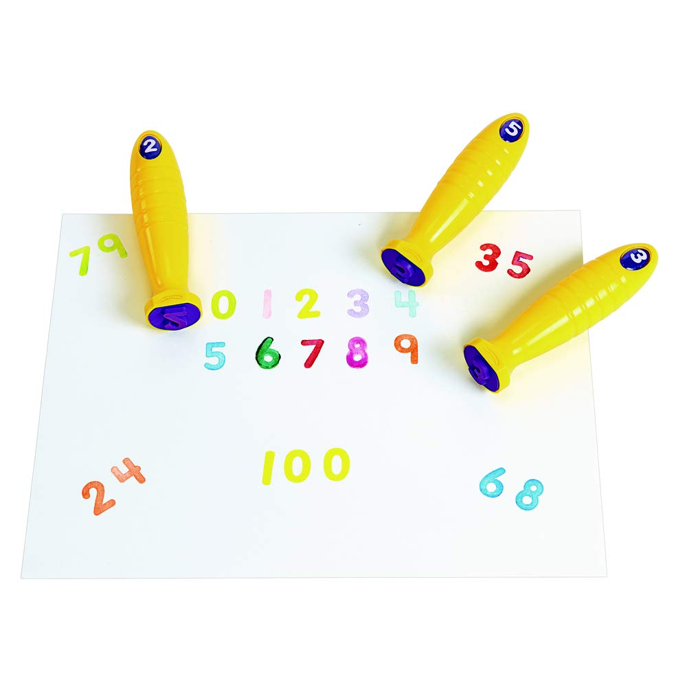 Colorations Good Grasp Stamping Sticks Pack Of 10 Numbers 0-9 Classroom Supplies (1 1/4' X 5 1/8')