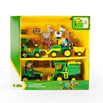 John Deere Fun on the Farm Playset - Tractor, Farm Animals, Wagon & Fencing - Toddler Toys for Ages 12 Months and Up - Green