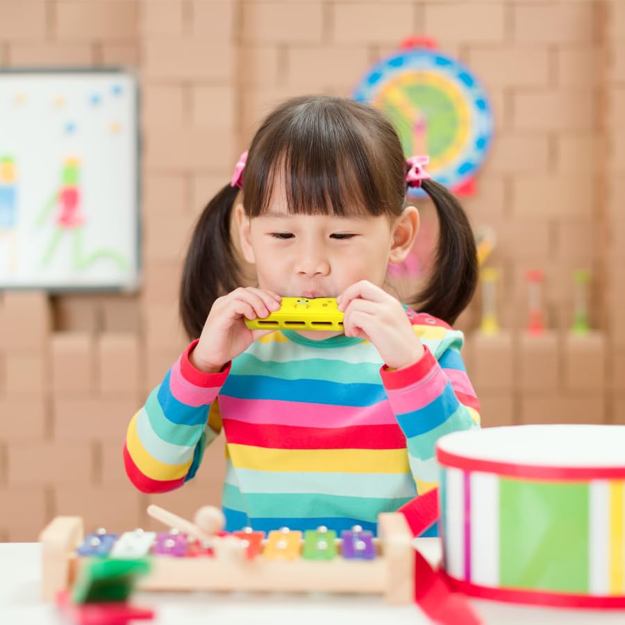 Crafteem Colored Harmonica For Kids And Beginners - Easy-To-Learn Key Of C Instrument - Portable And Lightweight.