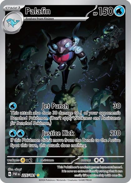 Pokemon Palafin Card - 225/091 - Illustration Rare - Paldean Fates - Silver or Gold - Paper/Cardstock