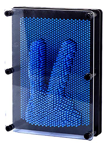 PowerTRC Classic 3D Pin Art Toy - Dark Blue Medium Hand Pins Impression Board, 8x6 Inches, Fun Sensory Fidget Gift for All Ages