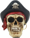 Ebros Gift Badass Pirate Captain Marauder Skull With Golden Earring Statue Captain Hook Skeleton Cranium With Crossbones Hat Figurine Skulls Skeletons
