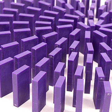 Bulk Dominoes Plastic Bulk 100pcs - Building and Stacking and Chain Reaction Toppling STEAM Toy Blocks for Kids (Purple)