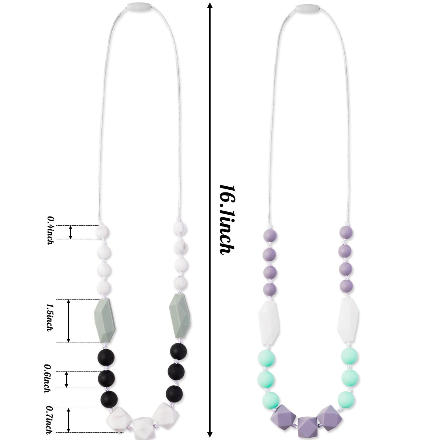 Qimgic 2Pcs Baby Teething Necklace For Mom To Wear, Babies Nursing Necklaces For Kids, Sensory Teether Toys For Toddlers Childre