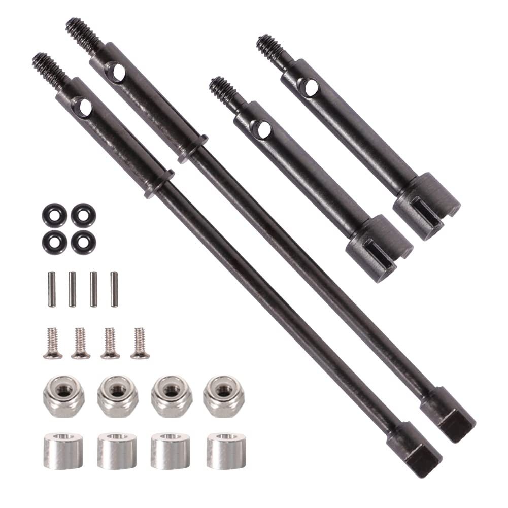 WEISHUJI Front Rear Wheel Axle Shaft Drive, 4mm Widen Steel Drive Stub Axles CVD Joint Drive Shaft Upgrade Parts for AXIAL SCX24