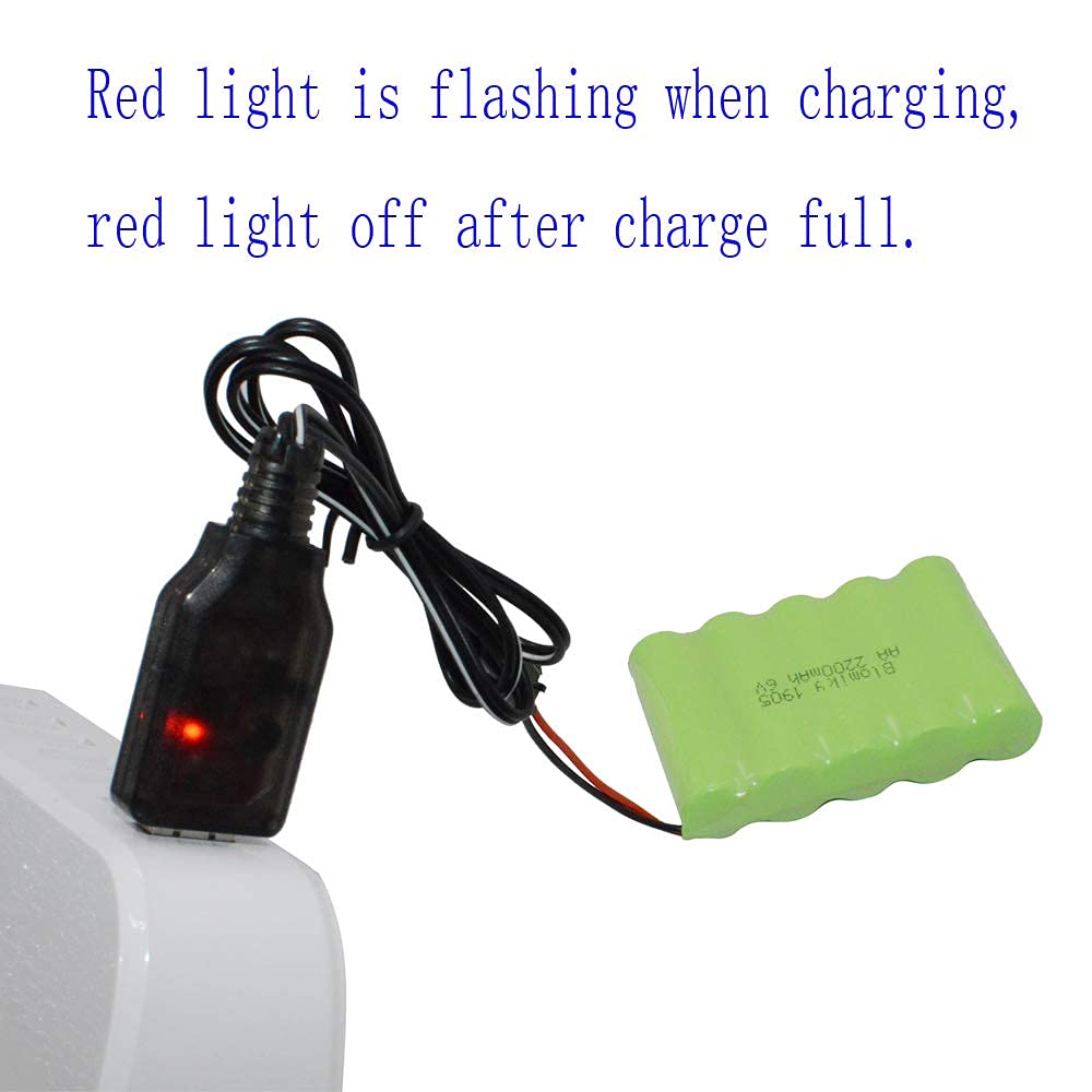 Blomiky 6V 2200mAh Ni-MH 5 AA Rechargeable Battery Pack with SM-2P Black 2 Pin Connector Plug and USB Charger Cable for RC Truck