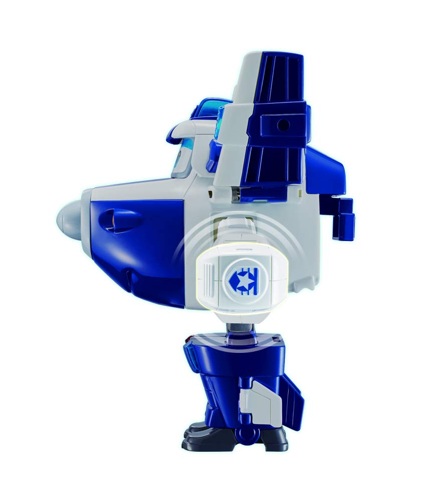 Super Wings - 6'' Deluxe Transforming Supercharged Paul Airplane Toys Action Figure | Plane To Robot | Toy Plane Vehicle Gift For Preschool Kids 3 4 5 Year Old Boys Girls | Light And Sound Effects , Blue