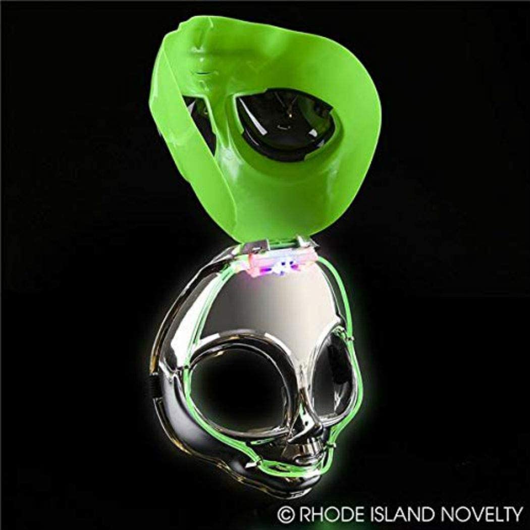 Rhode Island Novelty 8 Inch Light-Up Flip Green Alien Mask, One Per Order