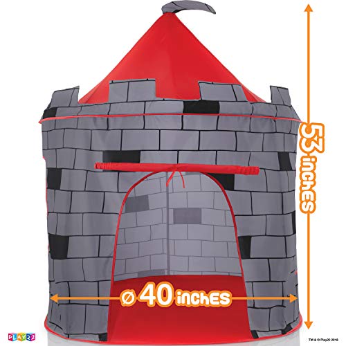 Play22 Kids Play Tent Knight Castle - Portable Kids Tent - Kids Pop Up Tent Foldable Into Carrying Bag - Childrens Play For Indoor & Outdoor Use - Kids Playhouse Best Gift For Boys & Girls