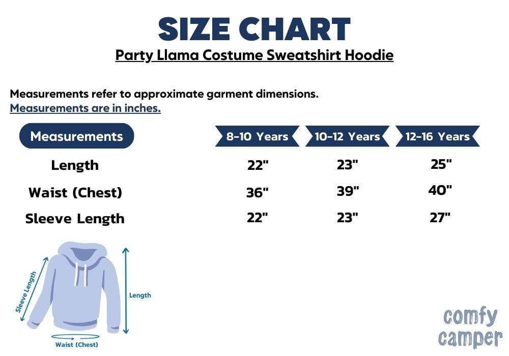 Comfycamper Party Llama Costume Sweatshirt Hoodie, 10-12 Years Pink